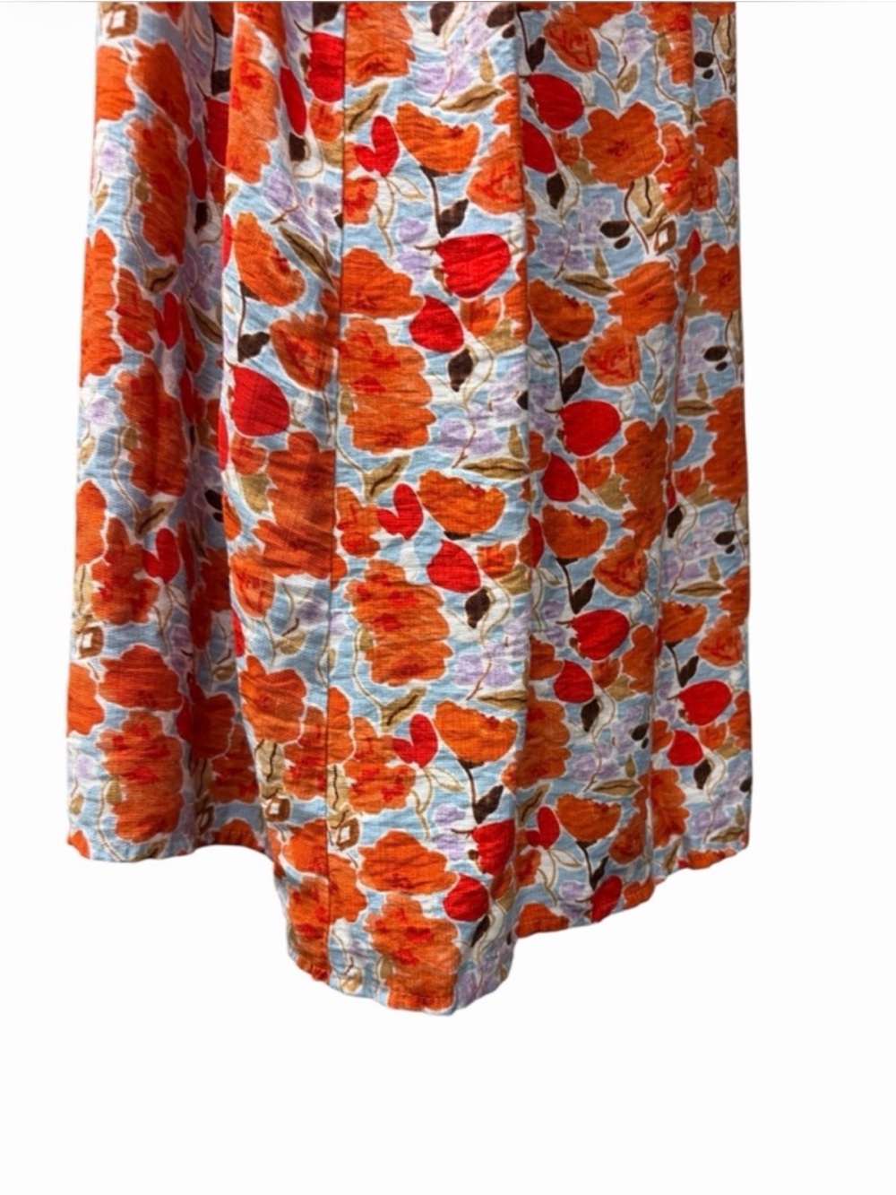 BloomChic Plus Size 22-24 Orange Floral Ruffle Neck Tunic Top - Picture 4 of 10